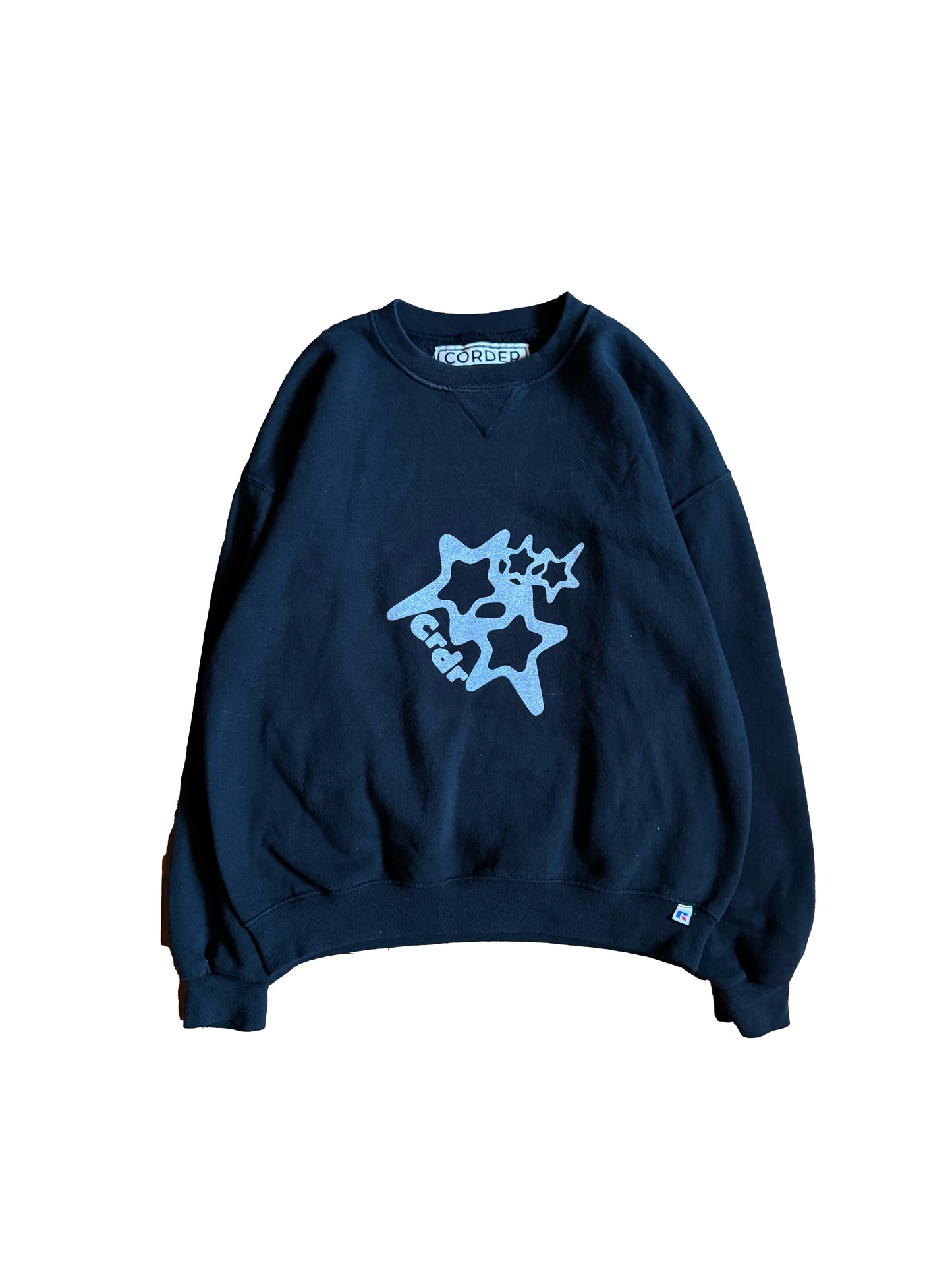 Black Double Print Crewneck